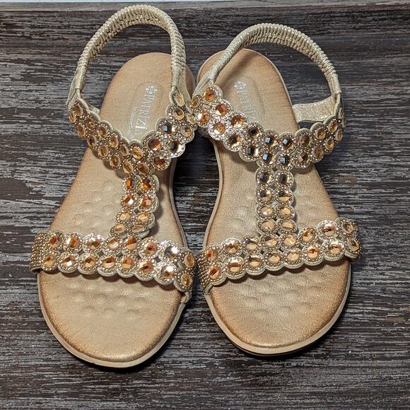 Patrizia by Spring Step Women's Tan Embellished T-Strap Comfort Sandal Size 38 - Picture 2 of 7